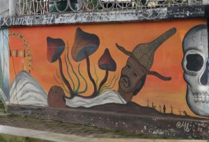 The corpse is wearing the hat used by the Huehuenton when they represent the Dead during the Day(s) of the Dead 